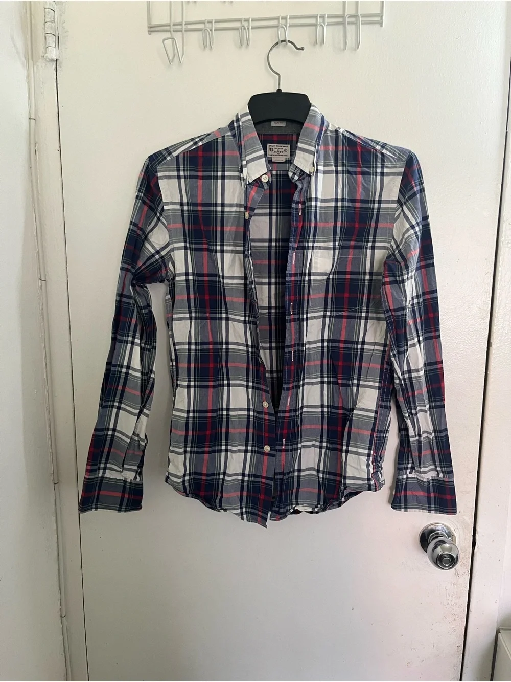 J. Crew Plaid Button-Down Shirt in Navy, White & Red
